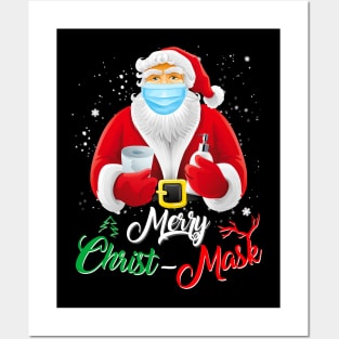 Merry Christmas 2020 Quarantine Santa Mask Funny Posters and Art